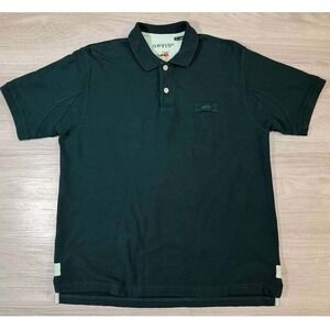 ORVIS Polo Shirt Mens L Green Short Sleeve Cotton 100% Button Placket
